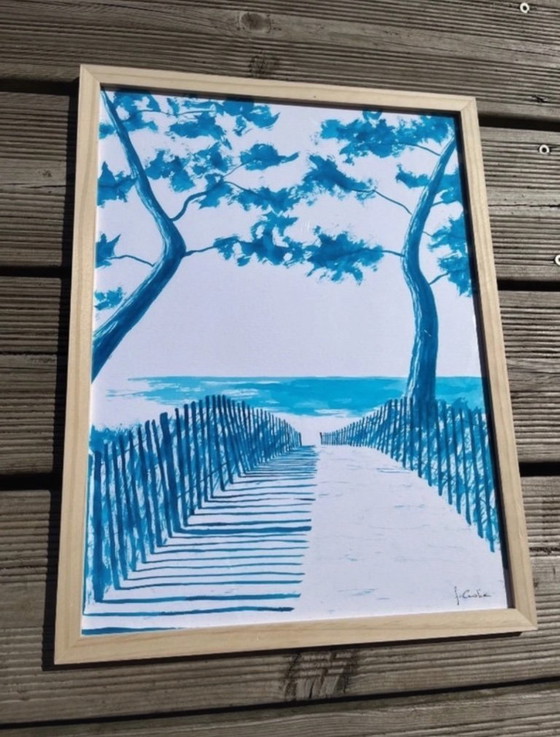 Image 1 of Blauwe Oost-Indische inkt op 300g fabriano papier.  Formaat 40x30cm.