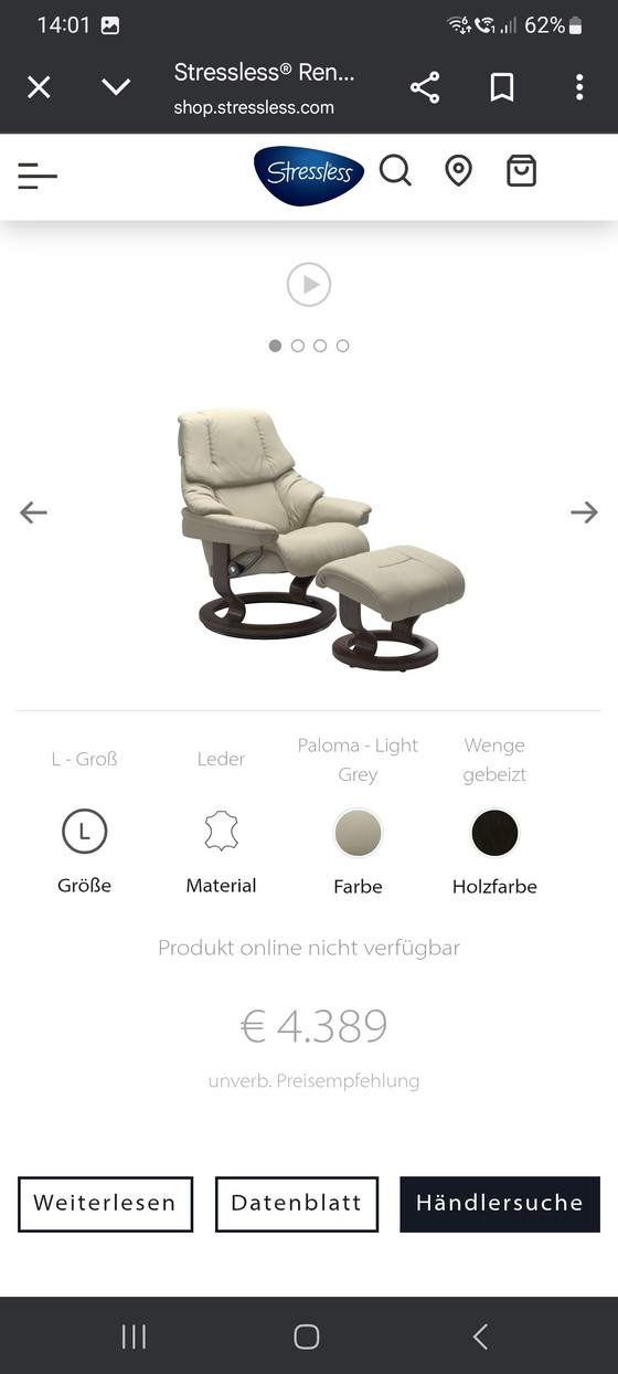 Image 1 of Stressless Relaxsessel Reno 2X L&S Fernsehsessel Ledersessel Top