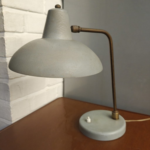 Rare Mid-Century Modern Desk Lamp – Unknown Designer – 1950s/60s – Original Condition – tafellampen, Brass (photo 2 of 15)