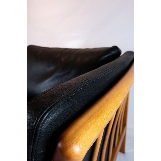 Image 1 of Vintage 2-seater sofa upholstered in black leather, Denmark 2002