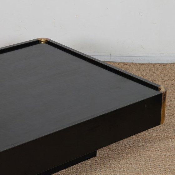 Image 1 of Table basse en bois et laiton attribuée à Willy Rizzo, 1970