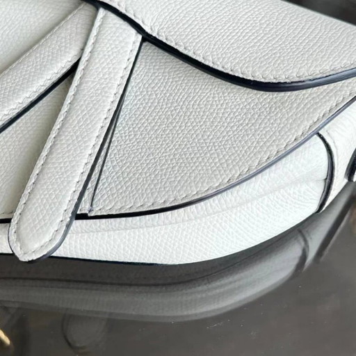 *CON CINTURINO, CAVIALE* DIOR SADDLE SMALL 21CM CAVIALE BIANCO GHW