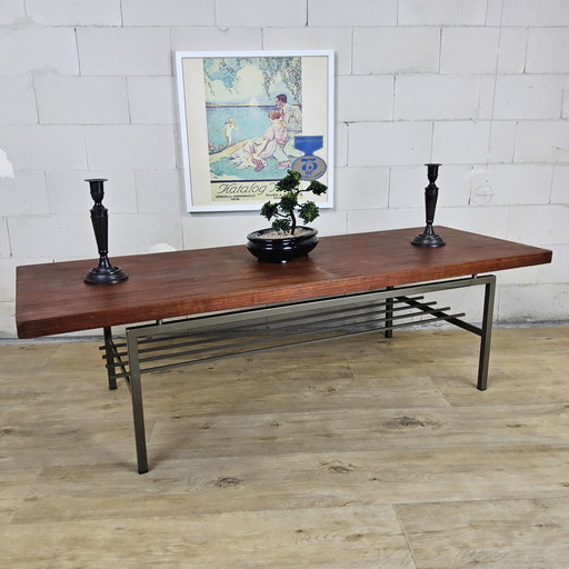 Vintage Danish design (1960s) teak coffee table metal base (topform)