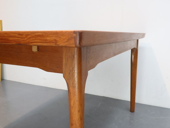 Image 1 of Tavolo da pranzo vintage in teak con gambe in rovere - allungabile