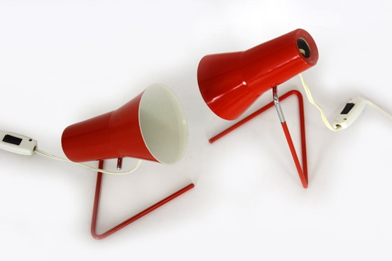 Image 1 of Red Table Lamps by Josef Hurka for Drupol, 1960s, Set of 2