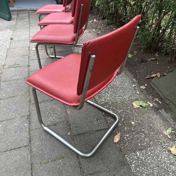 Image 1 of 4x sedie a sbalzo reed skai anni '70 (retro)