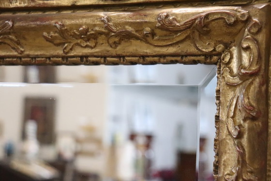 Image 1 of Specchio da parete in legno intagliato e dorato in stile Luigi XVI, Italia, inizio XX secolo