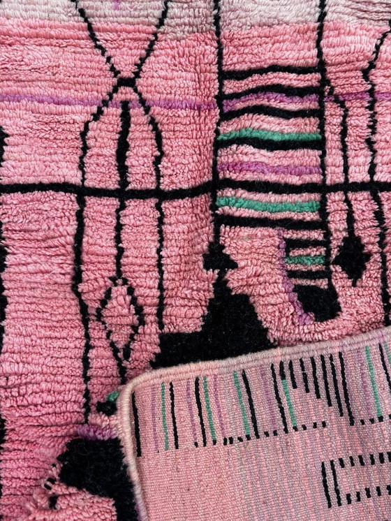 Image 1 of Tapis marocain rose fait main 160x270 cm, tapis doux et moelleux, décoration bohème