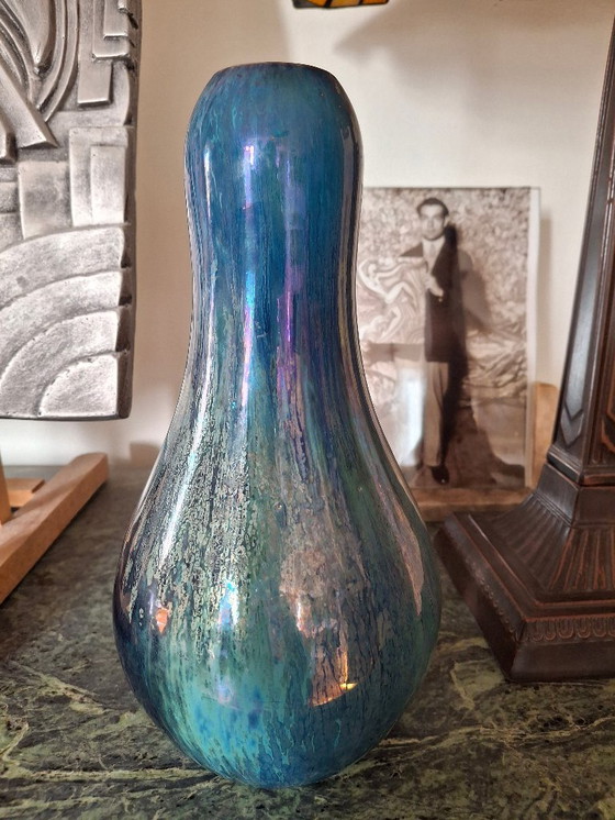 Image 1 of Schimmernde Vase von Alphonse Cythère (1861–1941), 26 cm, signiert, Art-Deco-Periode, 1920