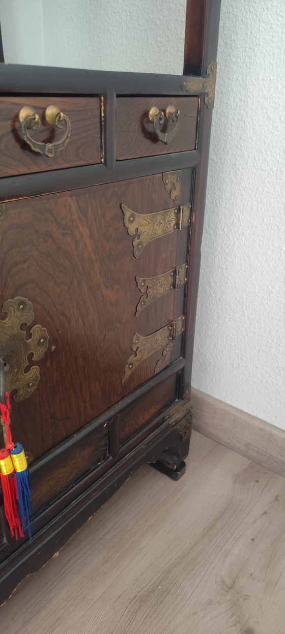 Asian Style Side Table – Cabinets, Wood, Brass (photo 9 of 12)