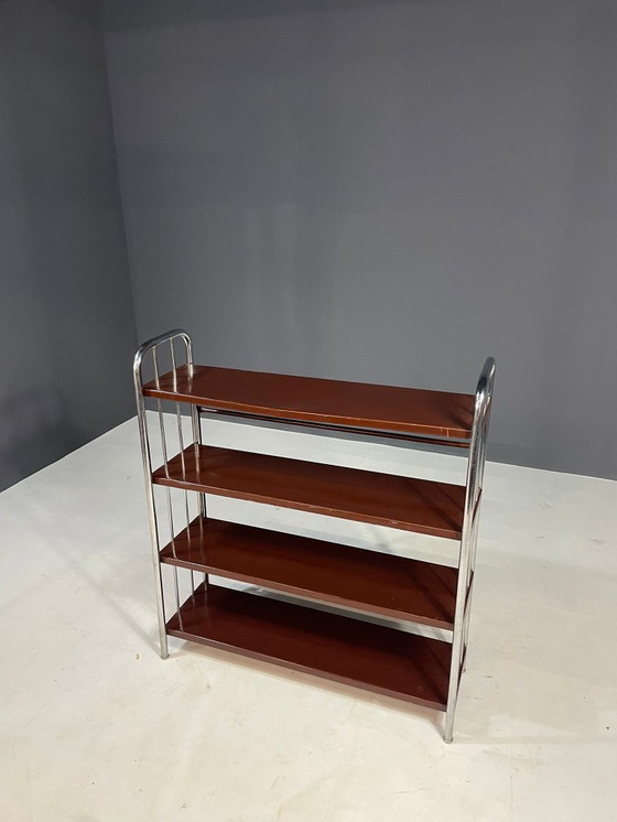 Image 1 of Étagère Bauhaus en acier plié et en tôle chromée, Europe, années 1930