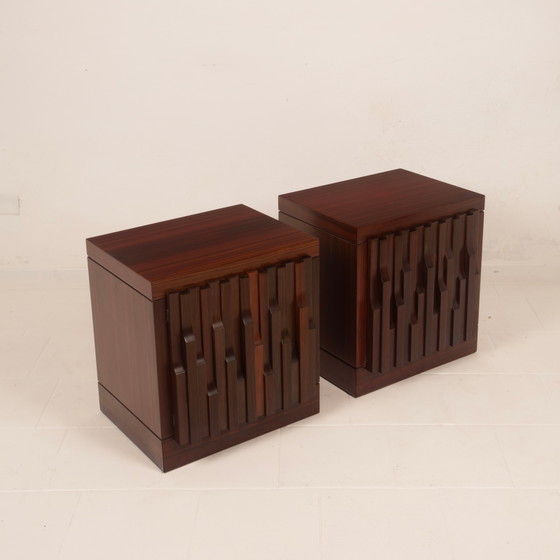 Luciano Frigerio Brutaliste Bois de Padouk Gaetano Tables de nuit pour Frigerio di Desio – Wood (photo 17 of 23)
