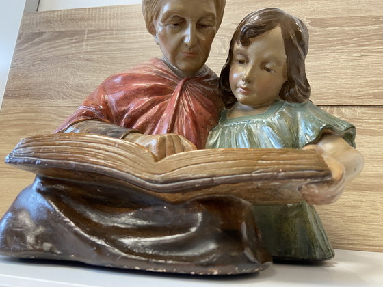 Image 1 of Große Statue Skulptur "La Leçon de Lecture" Edition F. CITTI Frankreich 1900 Kunst