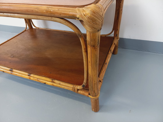 Image 1 of Table Basse Vintage en Rotin et Bois