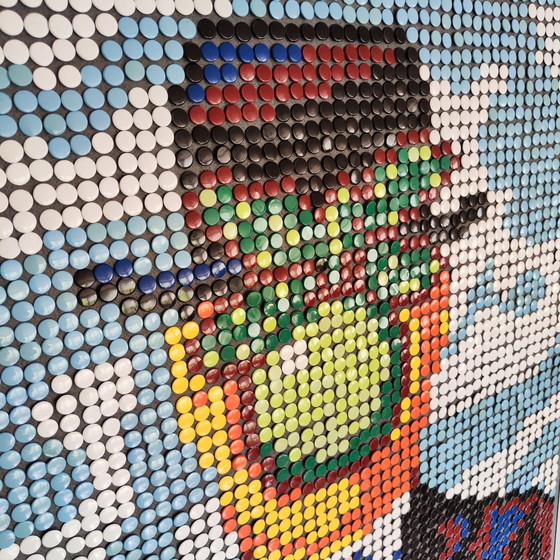 Image 1 of René Magritte / Pixel Art Mosaic Portrait / Upcycling Unikat