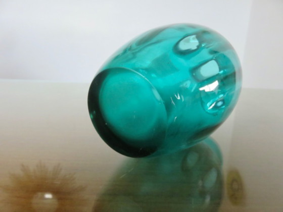 Image 1 of Murano-Glasvase mit Henkeln, türkisfarben, 1970