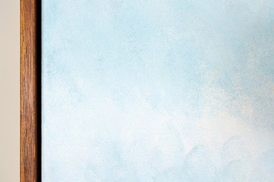 Large Original Framed Blue Abstract Landscape Painting, Textured Acrylic Canvas - The Crossing (photo 19 of 25)