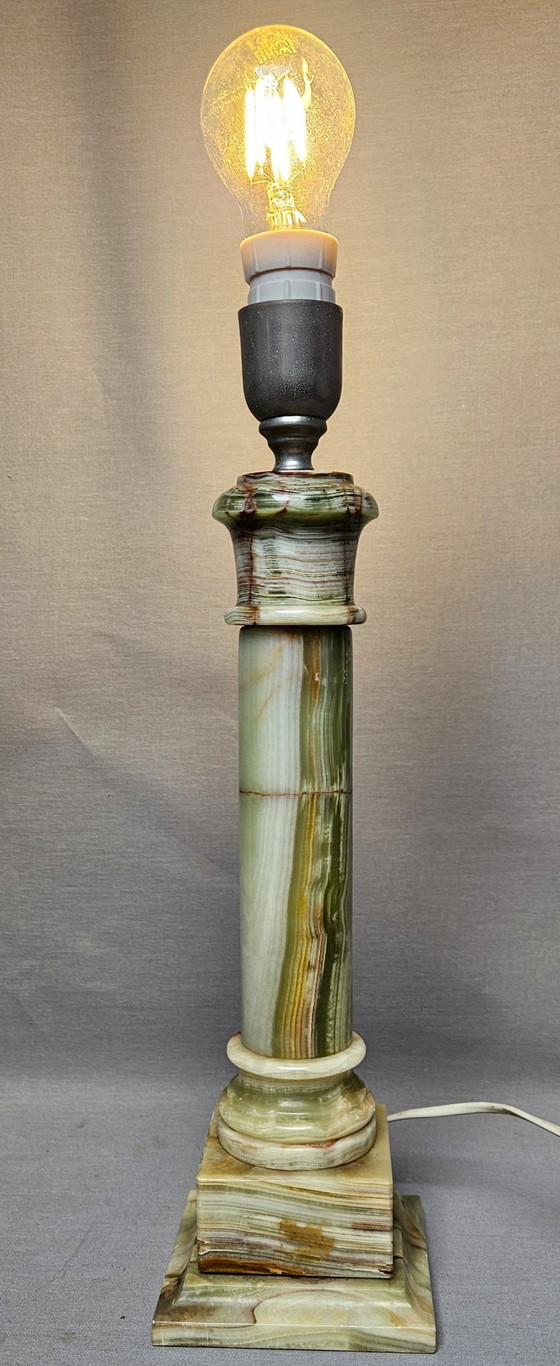 Polished Green Onyx Marble, Metal Fixture. – Table lamps (photo 3 of 12)