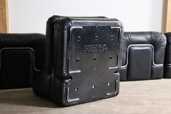 Image 1 of Divano componibile in pelle nera di Rodolfo Bonetto per Tecnosalotto, anni '60