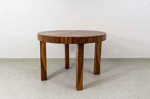 Round Extendable Dining Table, Poland, 1950s