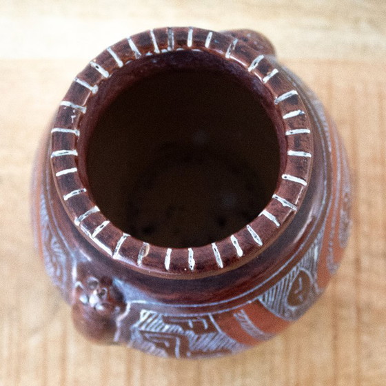 Image 1 of Marajoara terracotta vase, Brazilian Ceramics, Snake motif, Latin America