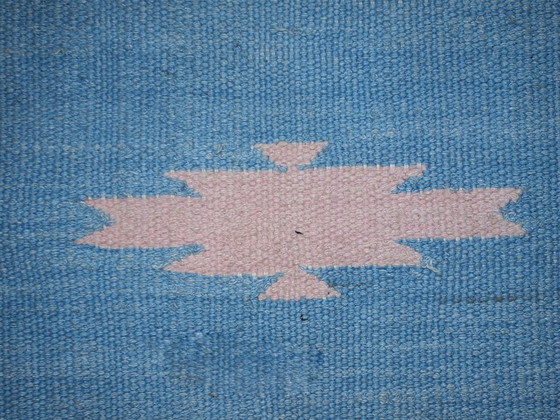 Image 1 of Vintage Indian Dhurri Kilim 4'x6' - 1960s Pastel Stripes (1C70)