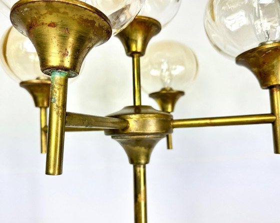 Vintage smoked glass floor light, Brass, Brown (photo 5 of 13)