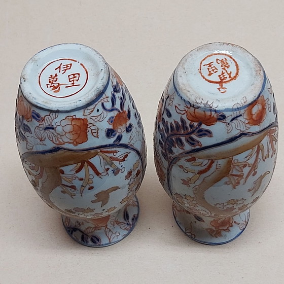 2 Jarrones Imari miniatura China, Porcelana, Azul (foto 3 de 6)