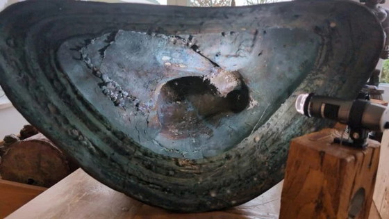 Grote bronzen Boeddha – Sri Lanka 16,8 kg en antiek – Beeldhouwkunst, Gold (photo 12 of 17)