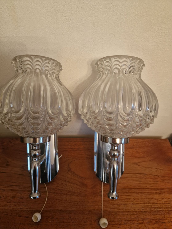Lampada a sospensione danese vintage mid-century e 2 applique – Lampade a sospensione, Vetro, Metallo (photo 5 of 5)