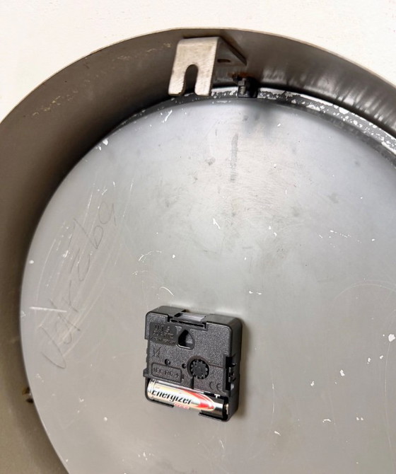 Image 1 of Industrial Grey Factory Wall Clock from Pragotron, 1960s