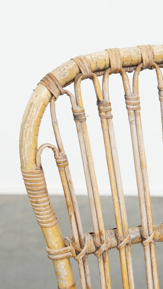 Image 1 of Dutch design rattan armchair from the 1950s with a high back