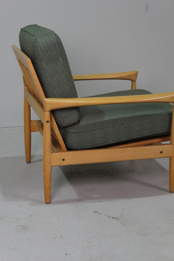 Image 1 of Vintage fauteuil Erik Wørts eiken, groen