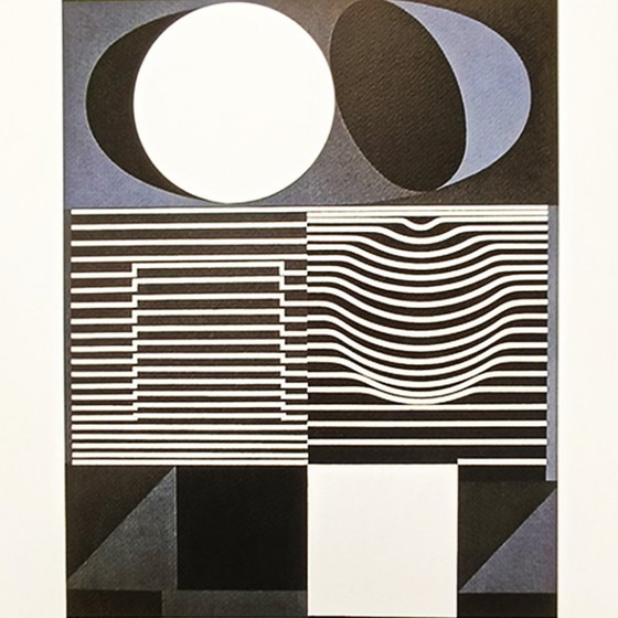 Image 1 of Lithografie van Victor Vasarely uit de jaren 70, gelimiteerde oplage en nummering.
