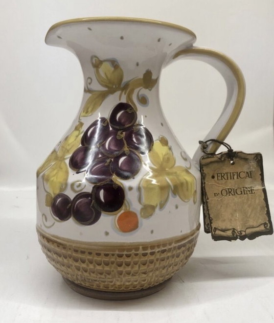 Image 1 of Pitcher vase by Fratelli Fanciullaci with grape decoration
