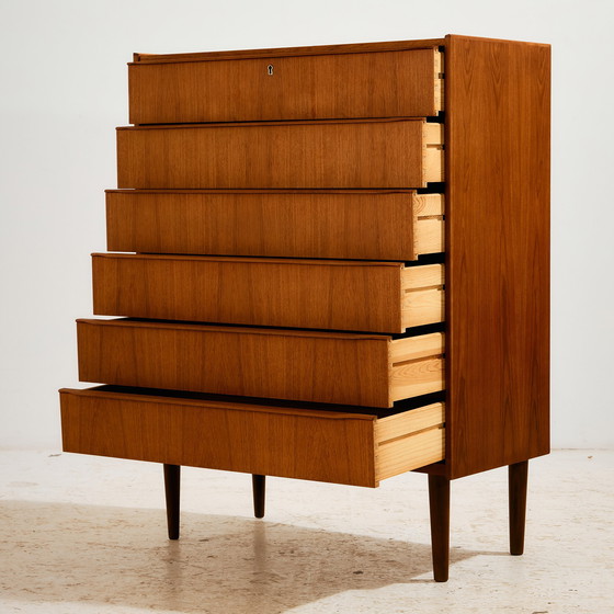 Image 1 of MK11148 Cómoda de teca restaurada con seis cajones