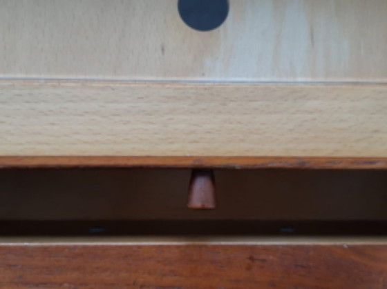 Image 1 of Vintage Deens Design Bureau | NM made in Denmark| Massief Teak| 5 Laden | 2 uitschuifplankjes | Made in Denmark