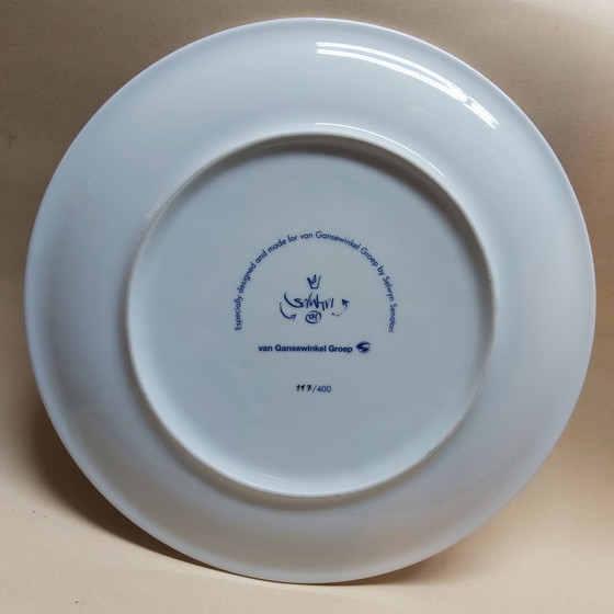 Assiette d'art néopop en porcelaine 197/400 Selwyn Senatori, Objets d'art, Bleu (photo 5 sur 6)
