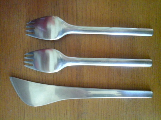 Image 1 of GEORG JENSEN 1955 3 Place settings by MAGNUS STEPHENSEN model TUJA TANAQUIL
