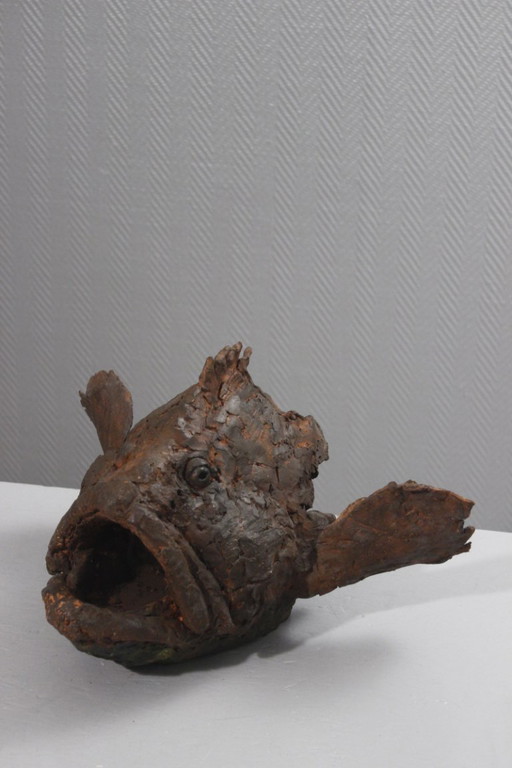 Philippe Conficconi (1962-2019) Large terracotta grouper animal sculpture