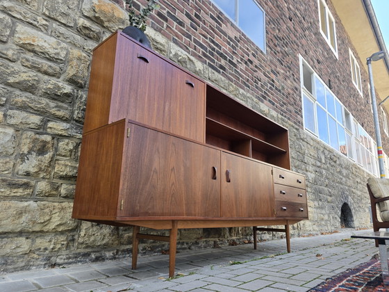 Dressoirs Highboard jaren 60 Teak Mid Century jaren 70 Vintage Kast Vitrine – Wood (photo 3 of 12)