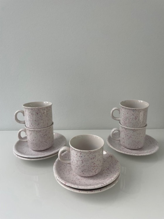 Image 1 of Postmodern Annaburg cup and saucer set – terrazzo style (5 pieces)