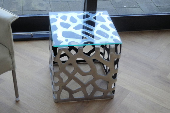 Image 1 of Italian aluminum design side table - very nice