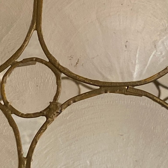 Image 1 of Vintage hanglamp uit de jaren 50 met kap van parelmoer.