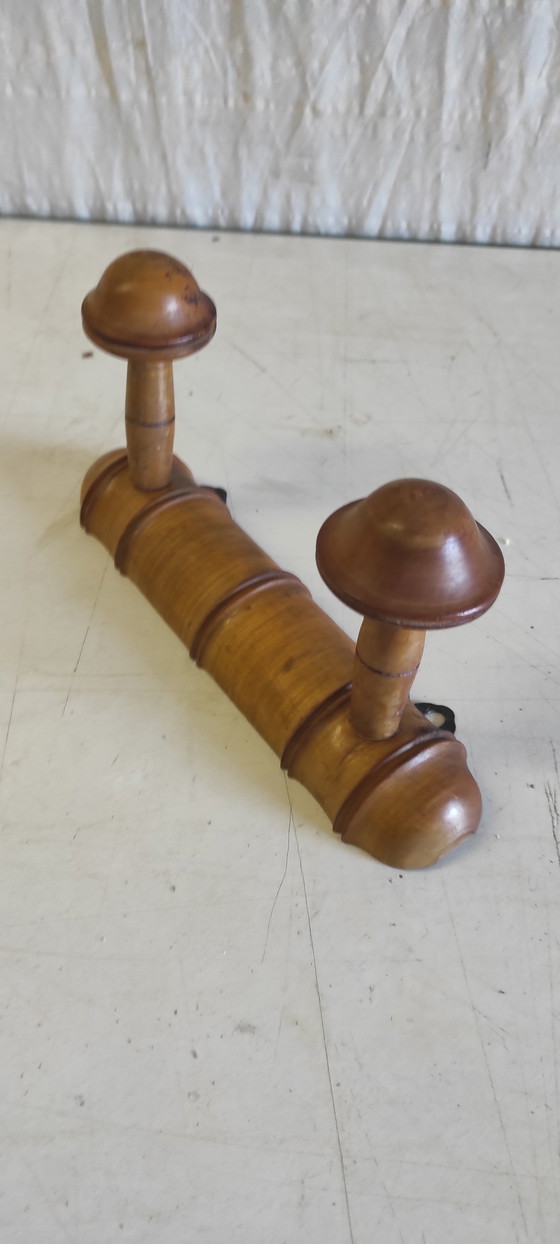 Image 1 of Solid wood wall-mounted coat rack - 1950s/60s