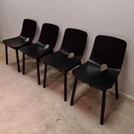 4x sedia da pranzo WOUD Mono in rovere massello nero