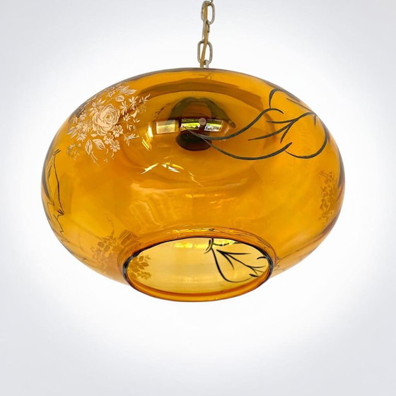 Portuguese Vintage Amber Glass Romantic Hanging Light, 1970s – Pendant lamps (photo 5 of 13)