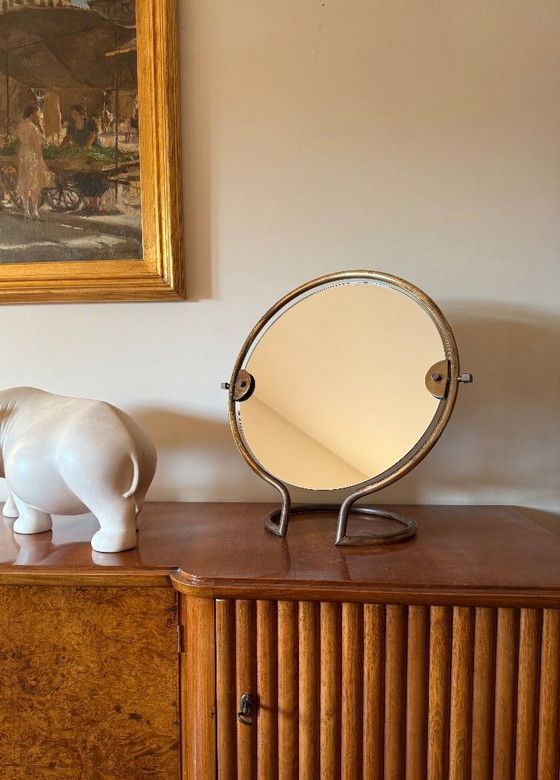 Image 1 of Tischspiegel/Schminktisch aus Messing, Italien, Mitte des 20. Jahrhunderts, 1960er Jahre
