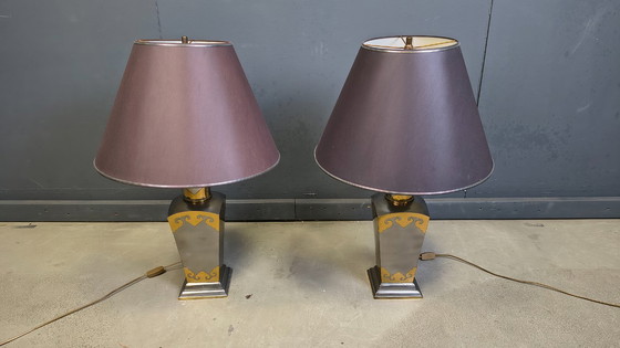 Image 1 of Lampade da tavolo vintage in peltro, anni '70 - set da 2