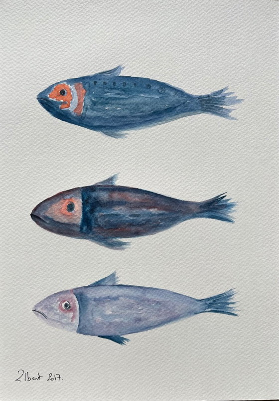 Acquerello Sardine A4 – Dipinti e disegni, Paper (photo 2 of 6)